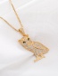 Fashion Golden Copper-inlaid Zircon Owl Necklace