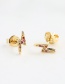 Fashion Golden Copper Inlaid Zirconium Lightning Stud Earrings