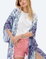 Fashion Pink Printed Chiffon Split Long Shawl Cardigan