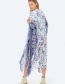 Fashion Violet Printed Chiffon Split Long Shawl Cardigan