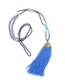 Fashion Royal Blue Tassel Crystal Handmade Beaded Long Necklace