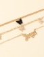 Fashion Black Alphabet Butterfly Alloy Chain Multi-layer Anklet