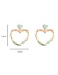 Fashion Openwork Green Metal Dripping Contrast Color Heart Earrings