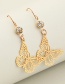 Fashion Gold Color Hollow Flower Alloy Diamond Earrings