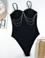 Fashion Black Diamond Swimsuit With Chain Strap