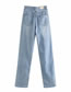 Fashion Blue Washed Ripped Wide-leg Jeans Trousers