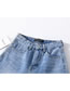 Fashion Blue Denim Shorts With High Waist And Fringe
