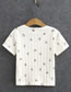 Fashion White Printed Knitted Single-breasted Cardigan Short-sleeved T-shirt