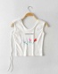 Fashion White T-shirt With Floral Print Tether Winding