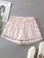 Fashion Pink Love Print Shirt + Elastic Waist Shorts Suit