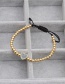 Fashion Rose Gold Beaded Braided Bracelet With Zircon Heart