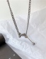 Fashion Silver Asymmetric Ball Lock Stainless Steel Necklace