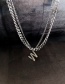 Fashion Silver Stainless Steel Chain Alphabet Double Necklace