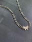 Fashion Silver Butterfly Stainless Steel Necklace With Rhinestones
