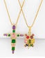 Fashion Cross Small Turtle Cross Copper Inlaid Zircon Necklace