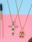 Fashion Cross Small Turtle Cross Copper Inlaid Zircon Necklace