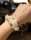 Fashion Pink Hand-woven Pearl Crystal High Elastic Hair Rope