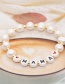 Fashion White Natural Freshwater Pearl Alphabet Gold Bead Bracelet