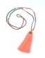 Fashion Pink Tassel Crystal Hand-beaded Woven Rice Bead Necklace