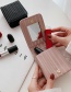 Fashion Pink Stripe Wallet With Mirror Lipstick