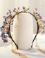 Fashion Purple Alloy Headband With Glazed Flowers And Pearl Tassels