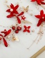 Fashion Red Flower Diamond Butterfly Alloy Round Bead Resin Hairband Earring Set