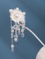 Fashion Silver Flower Pearl Crystal Fringe Hollow Hairpin