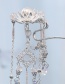 Fashion Silver Flower Pearl Crystal Fringe Hollow Hairpin
