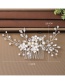 Fashion Silver Diamond Crystal Pearl Flower Insert Comb