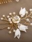 Fashion White Soft Ceramic Flower And Pearl Hair Comb