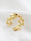 Fashion Golden Copper-set Zircon Five-pointed Star Ring