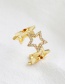 Fashion Golden Copper-set Zircon Five-pointed Star Ring