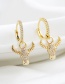 Fashion Golden Copper Inlay Zircon Bull Head Stud Earrings