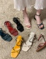 Fashion Beige Open-toe Square High-heeled Buckle Heels