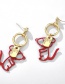 Fashion Red Diamond Pierced Alloy Earrings