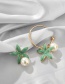 Fashion Green Asymmetrical Flower Pearl Drop Alloy Earrings
