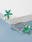 Fashion Green Asymmetrical Flower Pearl Drop Alloy Earrings