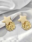 Fashion Golden Pentagram Irregular Round Alloy Earrings
