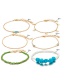 Fashion Golden 6-piece Set Of Mizhu Turquoise Woven Eye Disc Anklets