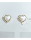 Fashion White Diamond Love Pearl Alloy Earrings