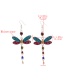 Fashion Black Diamond-shaped Dragonfly Alloy Long Earrings