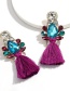 Fashion Pink Drop-shaped Diamond Glass Tassel Alloy Earrings