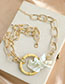 Fashion Golden Alloy Chain Shell Wood Strip Necklace