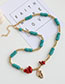 Fashion Green Alloy Shell Resin Rice Bead Multi-layer Necklace