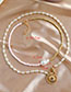 Fashion Golden Alloy Pearl Round Hollow Love Double Necklace