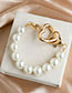 Fashion Beige Alloy Pearl Love Bracelet