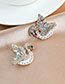 Fashion Ab Color Swan Stud Earrings
