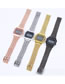 Fashion Golden Alloy Electronic Square Steel Band Watch