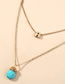 Fashion Golden Letter With Diamond Natural Turquoise Water Drop Double Necklace
