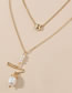 Fashion Golden Natural Pearl Letter Double Layer Necklace